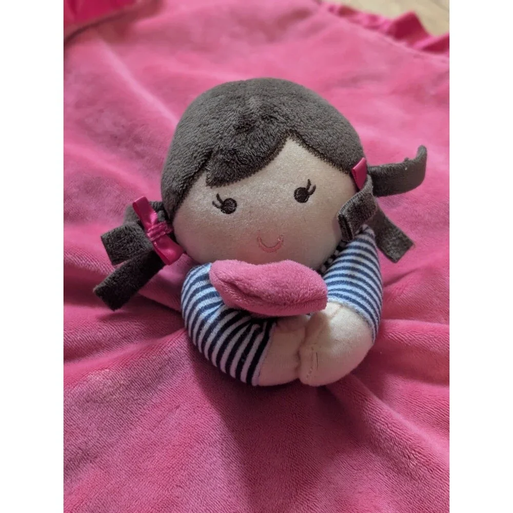 RETIRED 2014 Carter's Love You Girl Doll Lovey HTF Pink Satin Ruffle Blanket EUC